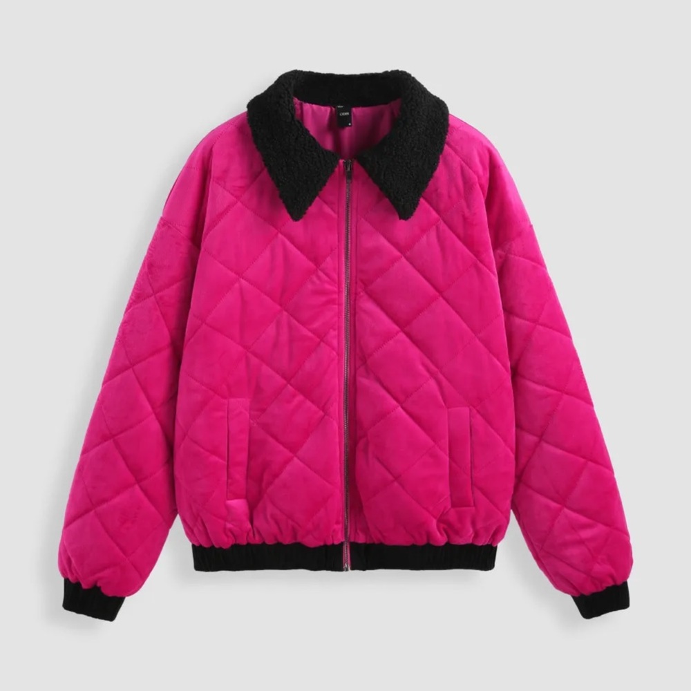 Velvet zip up pink jacket